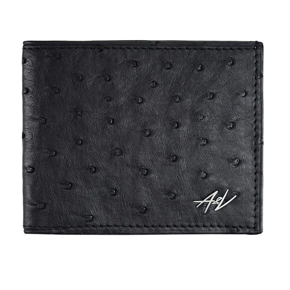 Handmade Ostrich Leather Wallet – Minimalist Look - Raven Color - Picture 3 of 5